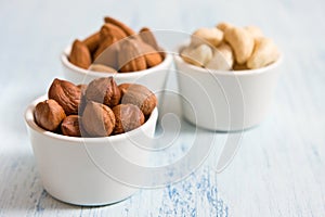 Hazelnut, almonds and acajou