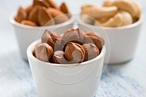 Hazelnut, almonds and acajou