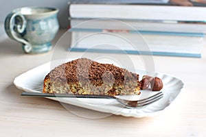 Hazelnut and chocolate slice of cake