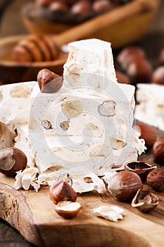 Hazelnut nougat or torrone