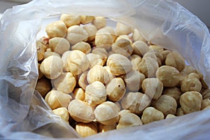 Hazelnut. Nuts in a package.