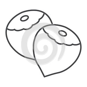 Hazelnut thin line icon, vegetable and nut,