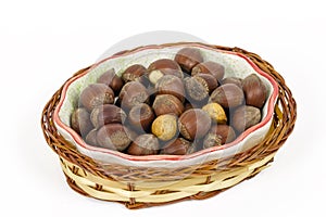 Hazelnuts in a basket