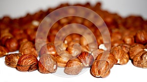 Hazelnuts in close-up