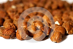 Hazelnuts in close-up