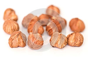 Hazelnuts isolated on white