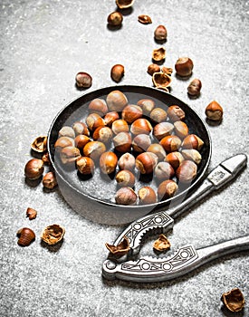 Hazelnuts and a Nutcracker in the old pan.