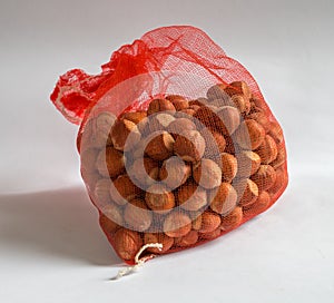 Hazelnuts packed in a bag