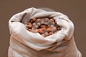 Hazelnuts in a sack