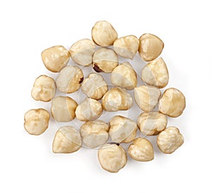 Hazelnuts on white