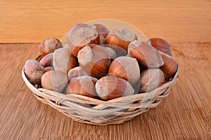 Hazelnuts in a wicker punnet