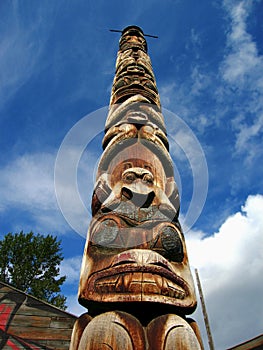 Totem Pole in K`san Native Village, Hazelton, Northern British Columbia, Canada