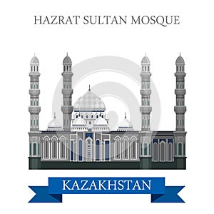 Hazrat Sultan Mosque in Astana Kazakhstan vector flat attraction photo