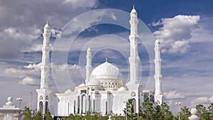 The Hazrat Sultan Mosque in Astana timelapse hyperlapse, Kazakhstan