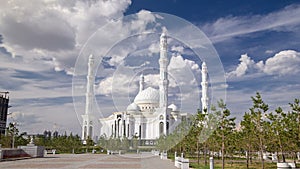 The Hazrat Sultan Mosque in Astana timelapse hyperlapse, Kazakhstan photo