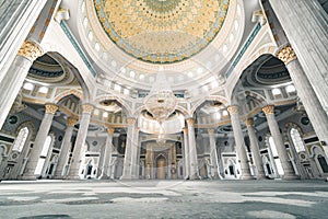 Hazrat Sultan Mosque inside prayer room Astana Kazakhstan