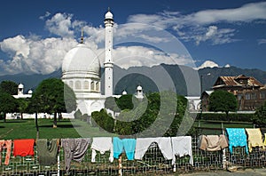 Hazratbal mosque in Srinagar in Indian Kashmir