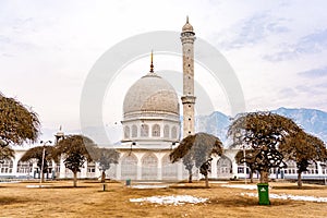 Hazratbal Shrine . One of the famous building in Srinagar during winter evening , Srinagar , Kashmir , India