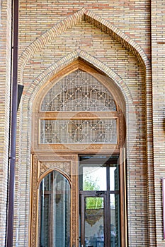 Hazrati imam comlex. Close up view of arch. Islam building in Uzbekistan