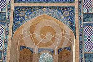 Hazrati imam comlex. Close up view of arch. Islam building in Uzbekistan