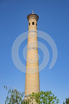 Hazrati imam comlex. View of tower. Islam building in Uzbekistan