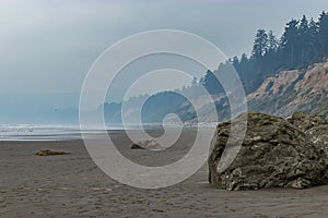 hazy evening with fog at ruby beach