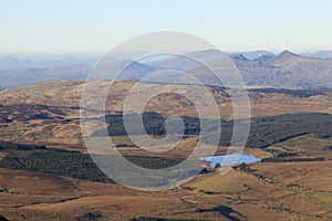 Hazy Moelwyn mountains view