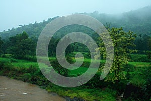 Hazy monsoon landscape