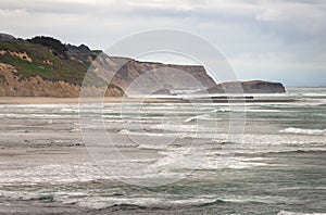 Hazy Northern California coastline from coastal path, Del Norte county photo