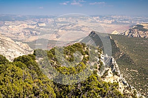 Hazy sky view of the canyon at Dinosaur National Monument