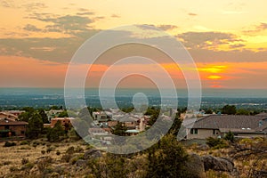 Hazy sunset in Albuquerque, New Mexico photo