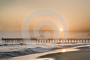 Hazy Sunset over Seacliff State Beach.