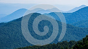 Hazy view of the Blue Ridge Mountains, Virginia, USA photo