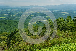 Hazy View of Shenandoah Valley and the Blue Ridge Mountains, Virginia, USA