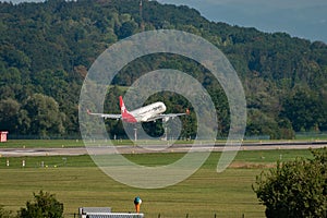 HB-JVM Helvetic Airways Embraer E190LR jet in Zurich in Switzerland