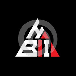 HBI triangle letter logo design with triangle shape. HBI triangle logo design monogram. HBI triangle vector logo template with red