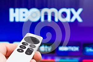 HBO Max on Apple TV showing on the screen of TV