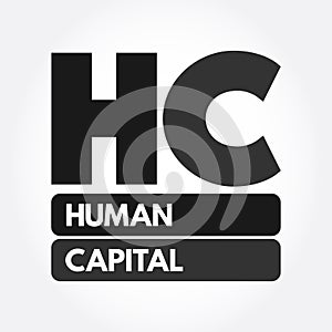 HC - Human Capital acronym, business concept background
