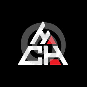 HCH triangle letter logo design with triangle shape. HCH triangle logo design monogram. HCH triangle vector logo template with red