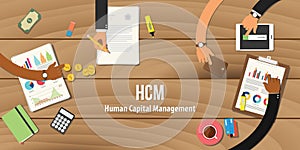 Hcm human capital management illustration team work together