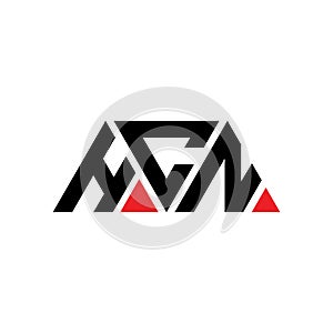 HCN triangle letter logo design with triangle shape. HCN triangle logo design monogram. HCN triangle vector logo template with red