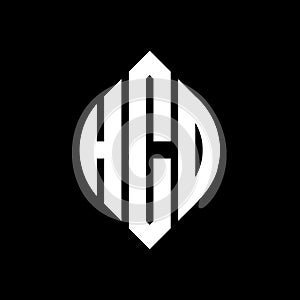 HCO circle letter logo design with circle and ellipse shape. HCO ellipse letters with typographic style. The three initials form a
