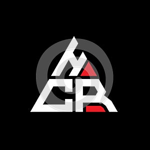 HCR triangle letter logo design with triangle shape. HCR triangle logo design monogram. HCR triangle vector logo template with red