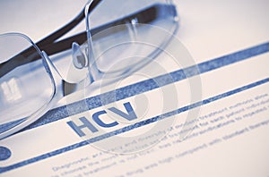 HCV. Medicine Concept on Blue Background. 3D Illustration. photo
