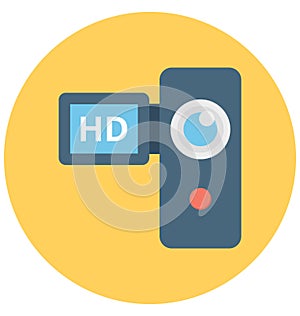 Hd Camcorder Isolated Vector icon that can be easily modified or edit