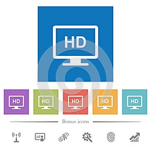 HD display flat white icons in square backgrounds photo