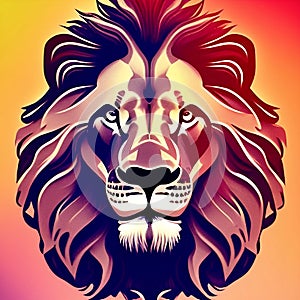 HD logo illustration of a head of a safari jungle lion king, vector, brand logotype, black, white, nature, ai generative