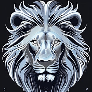 HD logo illustration of a head of a safari jungle lion king, vector, brand logotype, black, white, nature, ai generative