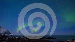 HD Time-lapse of Northern Light Aurora Borealis in the night sky