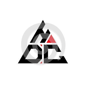 HDC triangle letter logo design with triangle shape. HDC triangle logo design monogram. HDC triangle vector logo template with red
